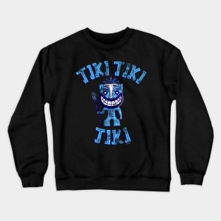 Blue Tiki Man Hawaiian Vibes Tropical Distressed Look Cute Crewneck Sweatshirt